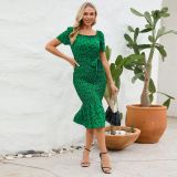 Women's Sexy Floral Summer Tight Fitting Slim Fit Ruffle Chic Dress