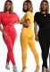 Solid Color Short-Sleeved Sports Casual Women's Two Piece Pants Set