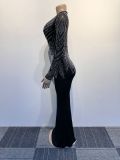 Women Sexy Beaded Bodycon V-Neck Dress