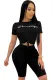 Women Letter Print Short Sleeve Top and Shorts Casual Sports Two-piece Set