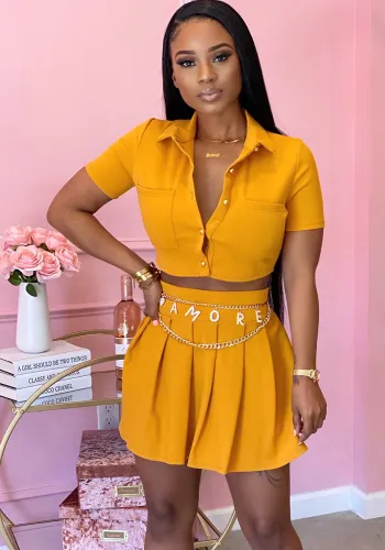Women short-sleeved Top and Skirt two-piece set