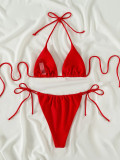 Red Two Pieces Sexy Bikini Female Sexy Triangle Swimsuit