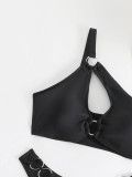 Women'S Solid Color Ring Sexy Bikini Two Pieces Swimsuit