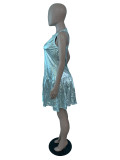 Women loose sleeveless pleated dress