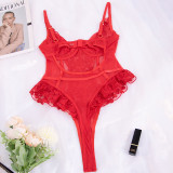 Women mesh embroidered lace patchwork one-piece sexy lingerie