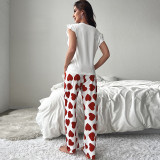 Women T-shirt And Printed Pants Casual Lounge Wear Set for Two