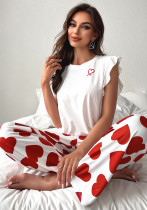 Women T-shirt And Printed Pants Casual Lounge Wear Set for Two