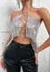 Women Sexy Backless Iron Hoop Strap Sequin Top