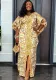 Muslim Patchwork Printed Robe African Loose Printed Sequined V-Neck Dress