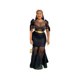 Africa Plus Size Women's Beaded Formal Party Evening Gown Mermaid Dress