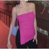 Sexy Solid Color Side Slit Strapless Top For Women