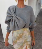 Women Bow Casual Long Sleeve Top
