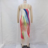 Women Summer Print Sexy Strapless Bodycon Dress