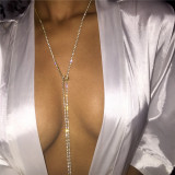 Women Long Necklace Style Choker Flash Diamond Creative Party Necklace