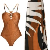 Women hollow suspender French Body-swimsuit and long skirt two-piece set