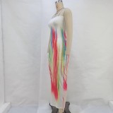 Women Summer Print Sexy Strapless Bodycon Dress