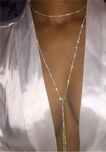 Women Long Necklace Style Choker Flash Diamond Creative Party Necklace