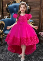 Children's Princess Dress Flower Girls Wedding Dress Tail Dress Children's Performance Costume