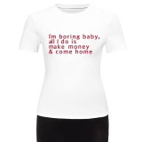 Spring Women's Fashionable Round Neck Letter Printed Short-Sleeved T-Shirt Shorts Two Piece Set