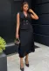 Women's Summer Chic Turndown Collar Double Breasted Vest Top Pleated Skirt Two-Piece Set