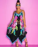 Summer Printed Beach Strap Dress