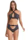 Sexy Hollow Reflective Bikini Two Pieces Halter Neck Swimsuit