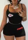 Fashionable And Sexy Women's Printed Summer Vest And Shorts Two Piece Set