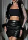 Women Beaded See-Through Sexy Crop Long Sleeve Lace-Up Top