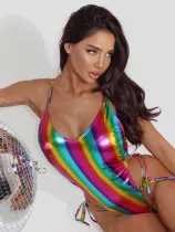 Women Sexy Lace-Up Backless One-piece Swimwear