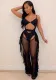 Women Sexy Solid Mesh Swimwear Two-piece Set