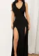 Women Sexy V-Neck Sleeveless Slit Dress