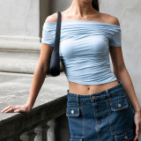 Street Summer Tight Fitting Crop Off Shoulder Casual Top Women's Clothing
