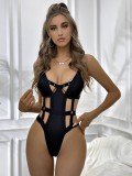 Women Sexy Lace-Up Hollow Strap One-piece Sexy Lingerie Set