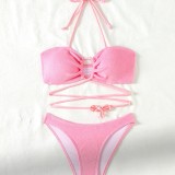 Women Sexy Hollow Strappy Swimsuit Two Pieces