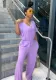 Sexy Women's Loose Casual Solid Color V-Neck Women's Jumpsuit
