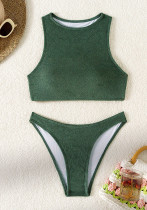 Women Solid Two Pieces Swimsuit Bikini Two Piece Set