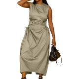 Women Solid Sleeveless Cutout Dress