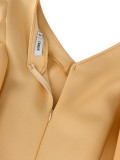 Spring V-Neck Pleated Ruffle Sleeve High-Waist Dress Belt-Decorated