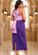 Color Block Bow-Decorated Strapless Formal Party Evening Dress