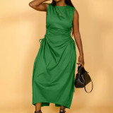 Women Solid Sleeveless Cutout Dress