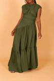 Women's Spring And Summer Solid Color Sleeveless Pleated Loose Long Dress