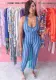 Women Sexy Sleeveless Striped Print Jumpsuit