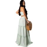 Women Summer Sexy Strapless Dress Set