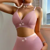 Lacemesh See-Through Hollow Low Back Sexy Bra Skirt Set With Thong