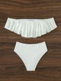 Off Shoulder Sexy Solid Color Women's Two Pieces Bikini Swimsuit