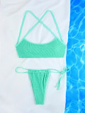 Solid Color Sexy Low Back Women's Bikini Swimsuit