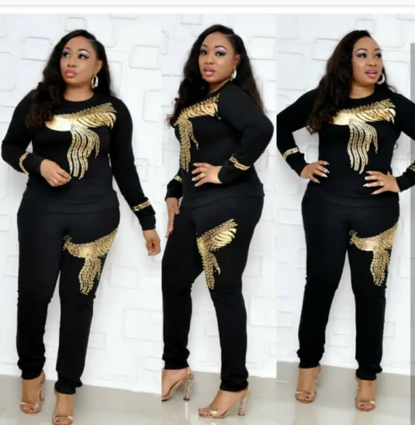 Women's Spring Sequin Fashion Long Sleeve Two-Piece Pants Set