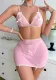 Lacemesh Contrasting Bow Decoration Sexy Lingerie Set