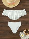 Off Shoulder Sexy Solid Color Women's Two Pieces Bikini Swimsuit