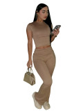 Women spring Round Neck short-sleeved T-shirt and trousers two-piece set